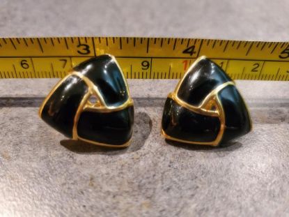 Picture of Vintage Black Triangle Monet Clip On Earrings