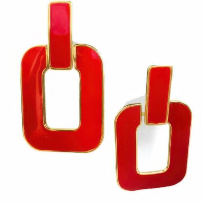 Picture of Vintage 80s Monet Large Red Gold Earrings